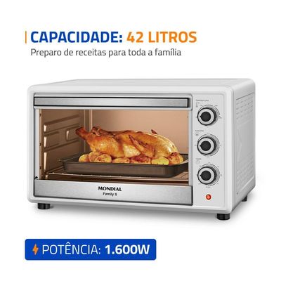 Forno Elétrico 42L Family II Mondial Preto/inox 1600W FRN-42-W 220V