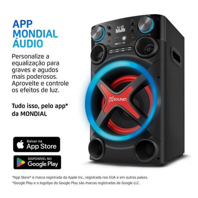 Torre De Som Mondial TM-1200-B Luzes Bluetooth 1200W RMS App Bivolt