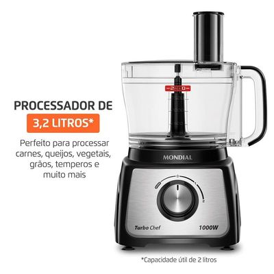 Multiprocessador Turbo Chef 3 Em 1 Mondial Preto 1000W MPN-02-BE 220V