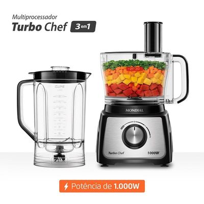 Multiprocessador Turbo Chef 3 Em 1 Mondial Preto 1000W MPN-02-BE 220V