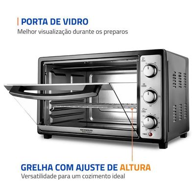 Forno Elétrico 52L Grand Family II Mondial Preto/inox 1800W FRN-52-B 220V