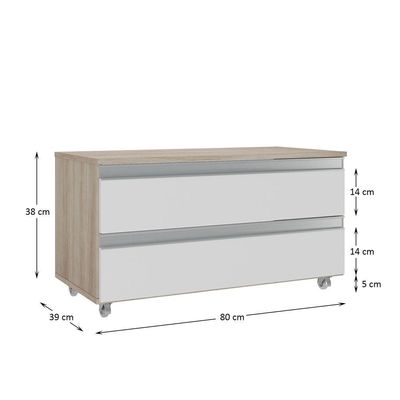 Gabinete Banheiro Rodinhas Joia 80cm 02 Gavetas Madeirado Branco