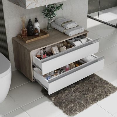 Gabinete Banheiro Rodinhas Joia 80cm 02 Gavetas Madeirado Branco
