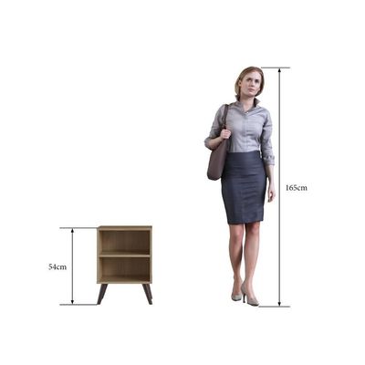 Kit 02 Mesa De Cabeceira Nicho 39cm Com Prateleira E Pés Palito Retrô Oak