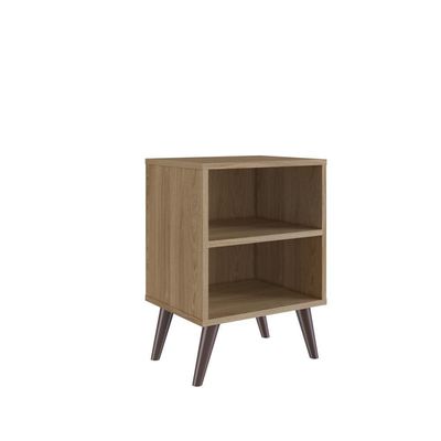 Kit 02 Mesa De Cabeceira Nicho 39cm Com Prateleira E Pés Palito Retrô Oak