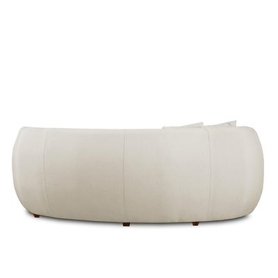Sofá Decorativo Sala de Estar Curvo Esther 3 Lugares 210cm com Almofadas Linho Off White