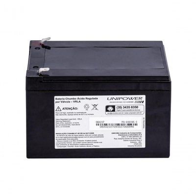 Bateria Estacionária Selada 12v 12ah Vrla Up12120 Unipower