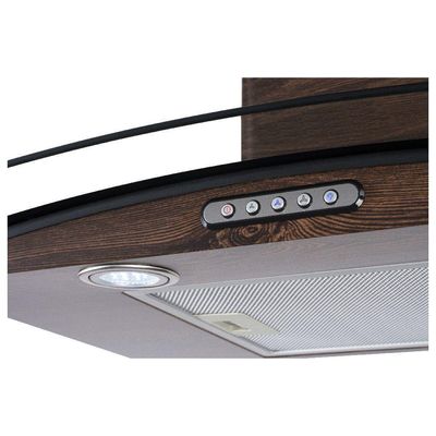 Coifa De Parede 60cm Vidro Curvo Slim Fogatti Wood Nogueira 220V