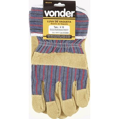 Luva Mista 7cm Palma Vaqueta Dorso Lona Ca29699 Vonder