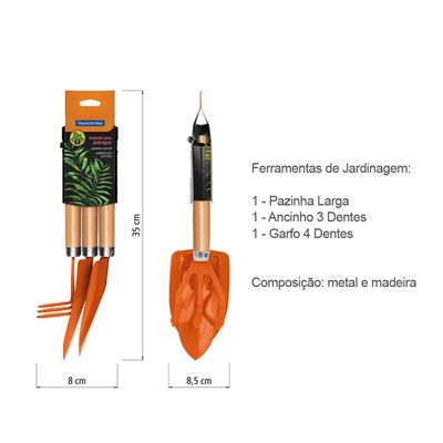 Ferramentas de Jardinagem Madeira Metal Tramontina e Avental