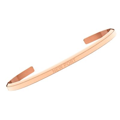 Bracelete Feminina Pulseira Aço Banhada a Ouro Rosê New Port
