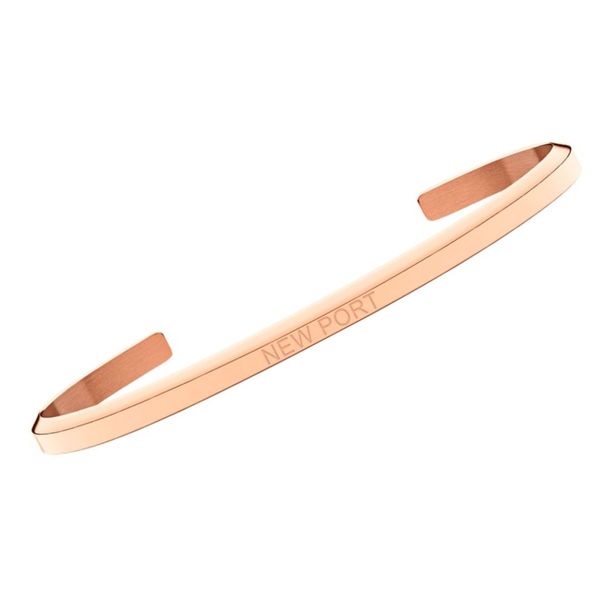 Bracelete Feminina Pulseira Aço Banhada a Ouro Rosê New Port
