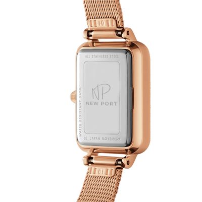 Relógio Quadrado Feminino De Pulso Analógico New Port Rosé