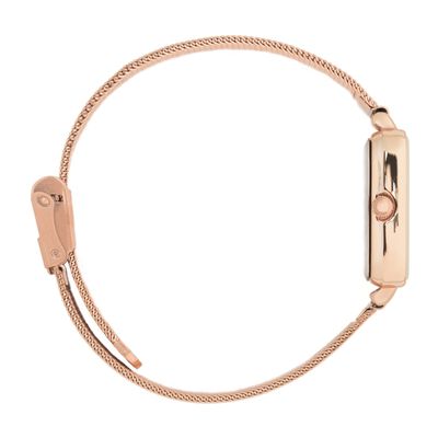Relógio Quadrado Feminino De Pulso Analógico New Port Rosé