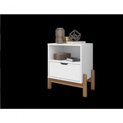 Mesa De Cabeceira C- Nicho E Gaveteiro Porta Itens Antares Branco