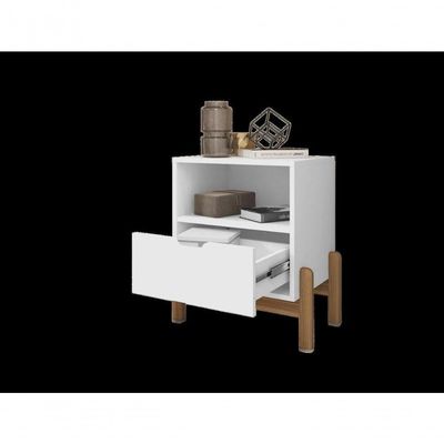 Mesa De Cabeceira C- Nicho E Gaveteiro Porta Itens Antares Branco