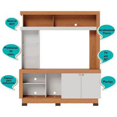Estante Home Theater Para Até 50" 2 Portas Valença Freijó Off White