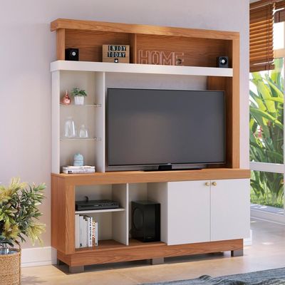 Estante Home Theater Para Até 50" 2 Portas Valença Freijó Off White