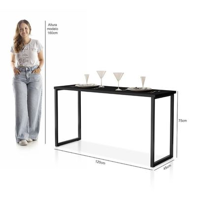 Mesa De Jantar Industrial Para 2 Lugares Klm Móveis Preto/preto