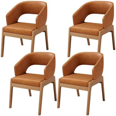 Kit 04 Cadeiras De Jantar E Estar Living Estofada Lince L02 Couríssimo Canela - Lyam Decor