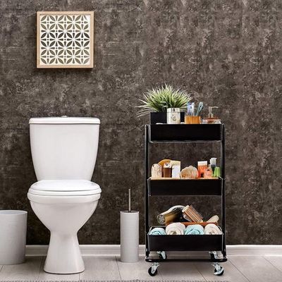 Carrinho Multiuso Organizadora 3 Prateleiras Em Aço Preta Quarto Sala Brinquedos Salao Manicure Varanda