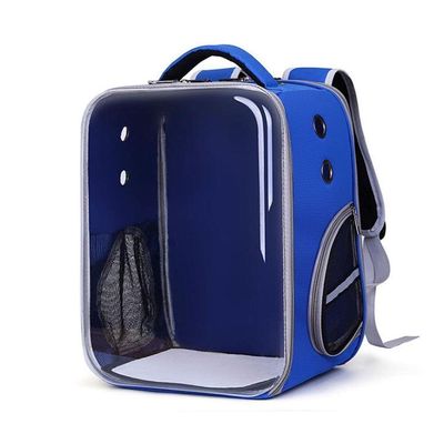 Bolsa Mochila Pet Visor Transparente Estilo Astronauta Cão Gato Viagem Ventilada Portátil Azul