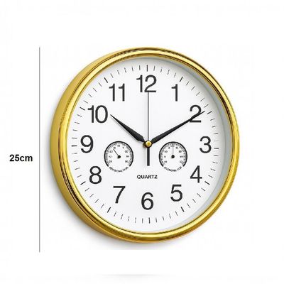 Relógio Analógico Parede Termômetro Higrômetro Decorativo Design Elegante Ambientes Casa Sala