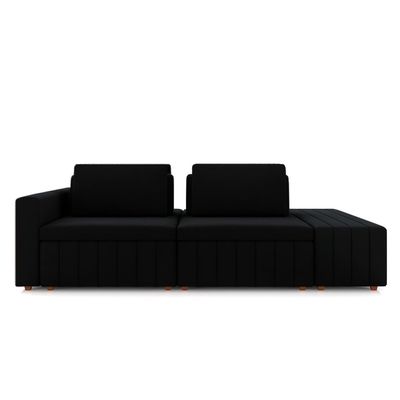 Sofá Ilha com Encosto e Almofadas Móveis Olimpo 245cm Modulado Veludo Preto G45 - Gran Belo