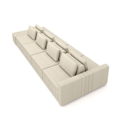 Sofá Ilha com Encosto e Almofadas Móveis Olimpo 465cm Modulado Linho Bege G45 - Gran Belo