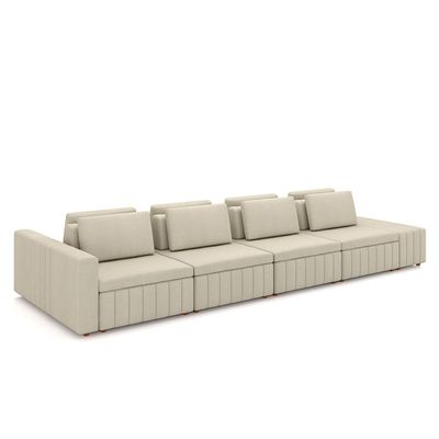 Sofá Ilha com Encosto e Almofadas Móveis Olimpo 465cm Modulado Linho Bege G45 - Gran Belo