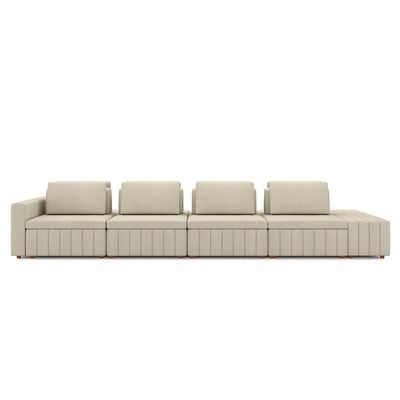 Sofá Ilha com Encosto e Almofadas Móveis Olimpo 465cm Modulado Linho Bege G45 - Gran Belo