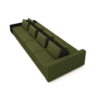 Sofá Ilha com Encosto e Almofadas Móveis Olimpo 505cm Modulado Linho/PU Verde/Preto G45 - Gran Belo