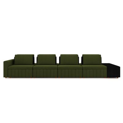 Sofá Ilha com Encosto e Almofadas Móveis Olimpo 505cm Modulado Linho/PU Verde/Preto G45 - Gran Belo