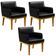 Kit 3 Poltronas Decorativas Para Sala De Estar E Recepção Beatriz W01 Couríssimo Preto - Lyam Decor