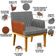 Kit 04 Poltronas Decorativa Base Mel Beatriz W01 Suede Pied Poule Couríssimo Camel - Lyam Decor