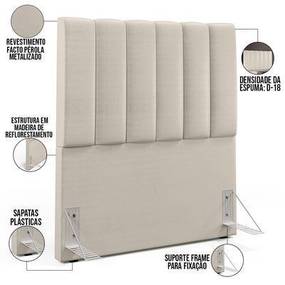 Cabeceira Cama Box Painel Solteiro 100 Cm Dália W01 Facto Pérola Metalizado - Lyam Decor
