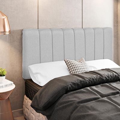 Cabeceira Cama Box Painel Casal 140 cm Dubai W01 Linho Cinza - Lyam Decor