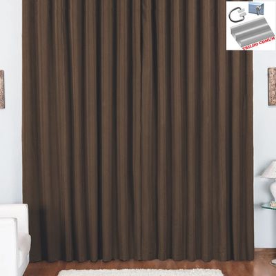 Cortina Tóquio para Trilho Comum Tecido Oxford 2,00m x 1,70m Janela Quarto Sala - Marrom