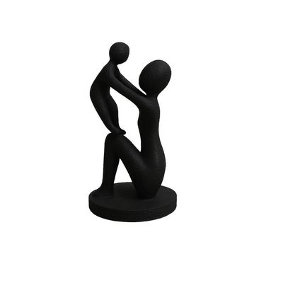 Escultura Decorativa 3d Mãe E Filho Estatua Chique Moderna Preto