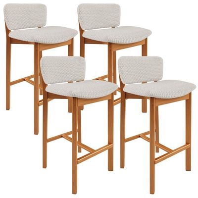 Kit 04 Banquetas Alta Para Cozinha Sala de Jantar Bar Dara L02 Bouclê Cru - Lyam Decor