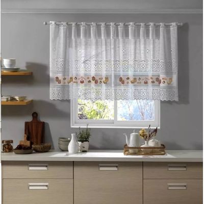 Cortina Cozinha Valência 200cmx150cmx30cm Interlar Branca Picnic