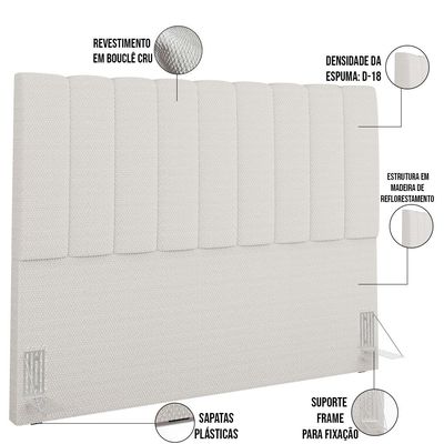 Cabeceira Cama Box Casal King 195 cm Dália W01 Bouclê Cru - Lyam Decor