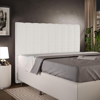 Cabeceira Cama Box Casal King 195 cm Dália W01 Bouclê Cru - Lyam Decor