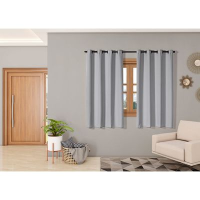 Cortina Isa Varão Tecido Oxford 2,00m x 1,40m p/ Janela Sala Quarto - Cinza