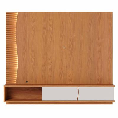 Painel Para TV 65 Pol Bancada Suspensa LED Patmos C04 Freijó Off White Matte - Lyam Decor