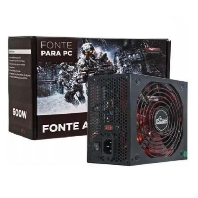 Fonte Atx Gamer Para Pc 600w Real Silenciosa Bivolt Leds Kp-535