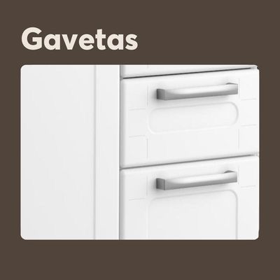 Balcão De Aço Tampo 3 Portas 1 Gav Branco Múltipla Bertolini Branco