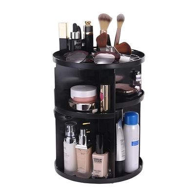 Suporte Organizador De Maquiagem Giratório Estante Cosméticos Creme Perfume Skin Care Penteadeira 3 Andares Luxo Preto