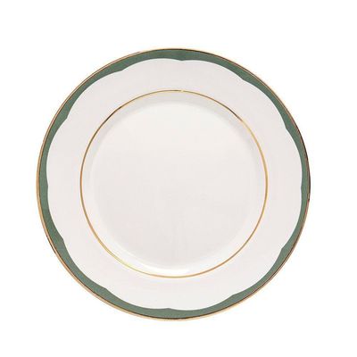 Prato Raso Copa E Cia Aquarelle Em Cerâmica Filetado Ouro Olive