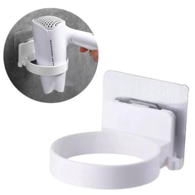 Suporte Para Secador De Cabelo Adesivo 2 Em 1 Com Gancho Organizador De Fios Sem Furo Para Banheiro